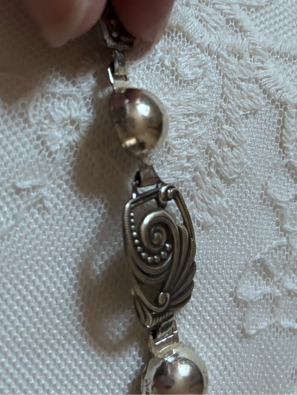 Sterling Silver Art Deco Style Women's Bracelet - Vintage 1920’s Stamped Links - Picture 9 of 14